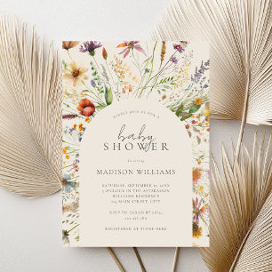 Minimalistische Boho Wildflower Floral Baby shower Kaart