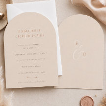 Minimalistische Boho Zand Koper Script Trouw