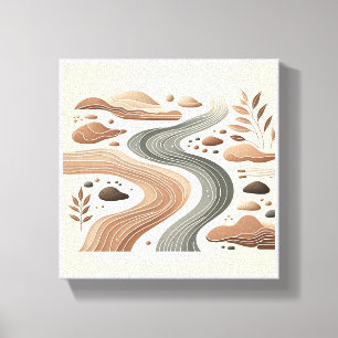 Minimalistische Boho Zen Landschap - Abstract Rivi Canvas Afdruk