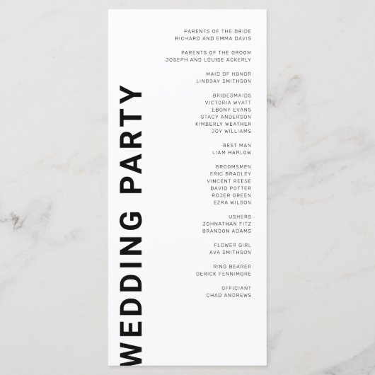 Minimalistische 'Bold letters White Wedding'-progr Programma (Achterkant)