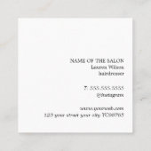Minimalistische Bold Natural Black Hair Salon Vierkante Visitekaartje (Achterkant)
