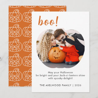 Minimalistische Boo typografische familie Hallowee Feestdagenkaart