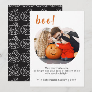 Minimalistische Boo typografische familie Hallowee Feestdagenkaart