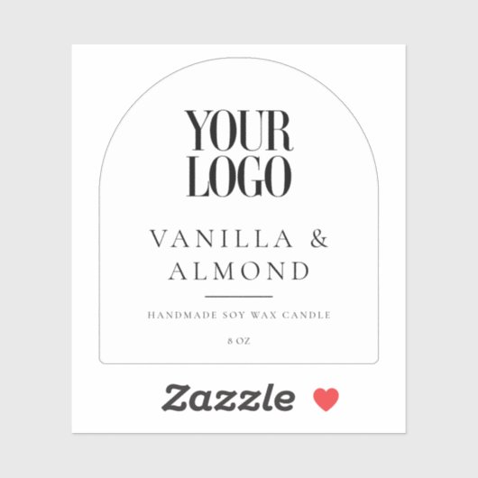 Minimalistische boog aangepast logo kaarslabel sticker (Vel)