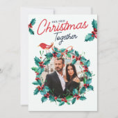 Minimalistische boog eerste kerst paar foto feestdagenkaart (Voorkant)