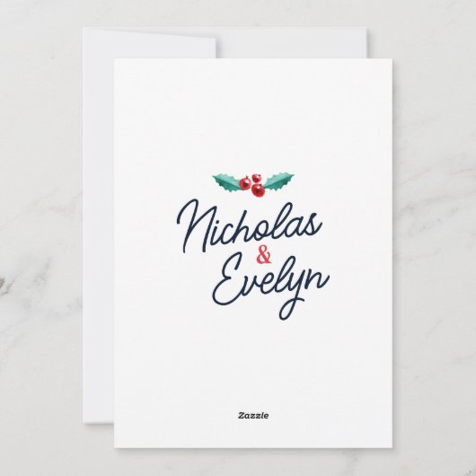 Minimalistische boog eerste kerst paar foto feestdagenkaart (Achterkant)