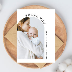 Minimalistische Boog Foto Baby Shower Bedankt