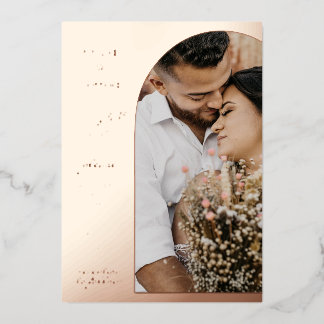 Minimalistische boog foto bruiloft folie uitnodiging