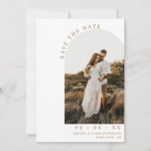 Minimalistische boog foto QR code woestijn bruilof Save The Date (Voorkant)