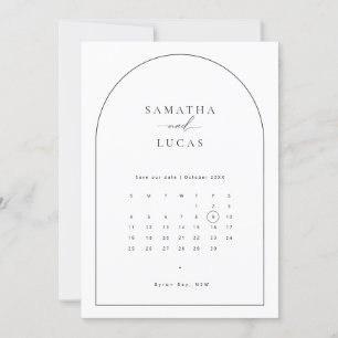 Minimalistische boog kalender Save the Date uitnod Kaart