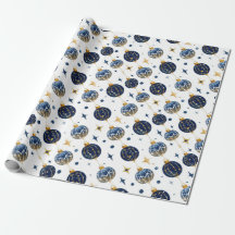 Minimalistische Boomornamenten, Donkerblauw, Goud
