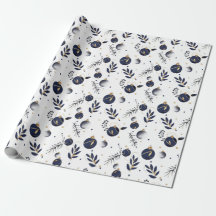 Minimalistische Boomornamenten Donkerblauw Goud Zi