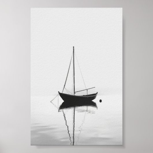 Minimalistische bootfotografie in monochroom poster (Voorkant)