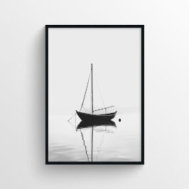 Minimalistische bootfotografie in monochroom poster