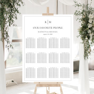 Minimalistische Border Bruiloft 12 Tafel Zitkaarte Poster