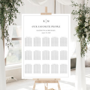 Minimalistische Border Bruiloft 15 Tafel Zitkaarte Poster