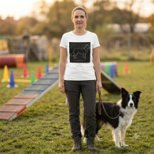 Minimalistische Border Collie Lijn Kunst Honden Gr