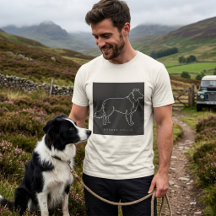 Minimalistische Border Collie Lijnkunst Honden Gra