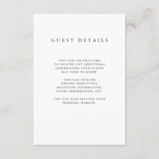 Minimalistische Borstel | Nep-goud gastinformatie Informatiekaartje (Voorkant)