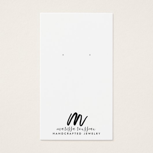 Minimalistische borstel script Monogram sieraden o Visitekaartje (Voorkant)