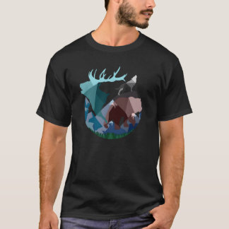 Minimalistische bosdieren vintage t-shirt