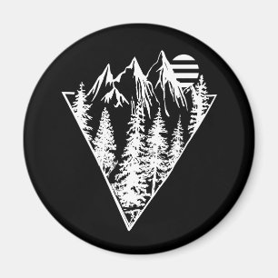 Minimalistische bosscène met dennenbomen magneet
