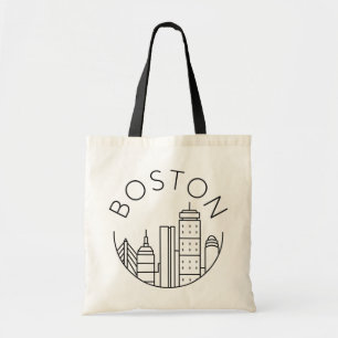 Minimalistische Boston Skyline Lijn Kunst Canvas Tote Bag