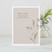 Minimalistische Botanische Aardeneutrale Herfstbru Save The Date (Staand voorkant)
