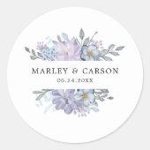 Minimalistische Botanische Bloemen Romantische bru Ronde Sticker (Voorkant)