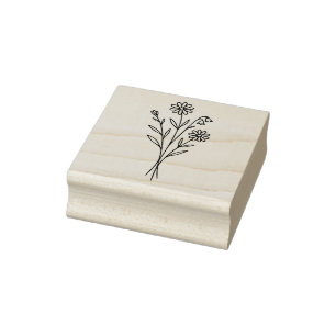 Minimalistische botanische boeket lijnkunst van wi rubberstempel