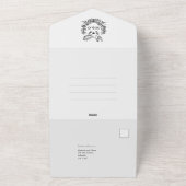 Minimalistische Botanische Duiven Elegant Script W All In One Uitnodiging (Buitenkant)