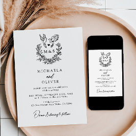 Minimalistische Botanische Duiven Elegant Script W Kaart