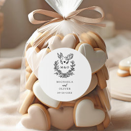 Minimalistische Botanische Duiven Elegant Script W Ronde Sticker