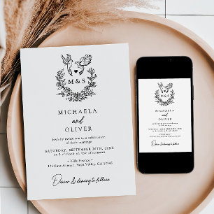 Minimalistische Botanische Duiven Elegante Scripti Kaart
