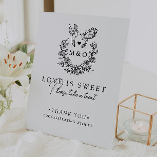 Minimalistische Botanische Duiven Script Wedding F Reclamebord Met Voetstuk