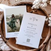 Minimalistische Botanische Foto QR Code Wedding Kaart