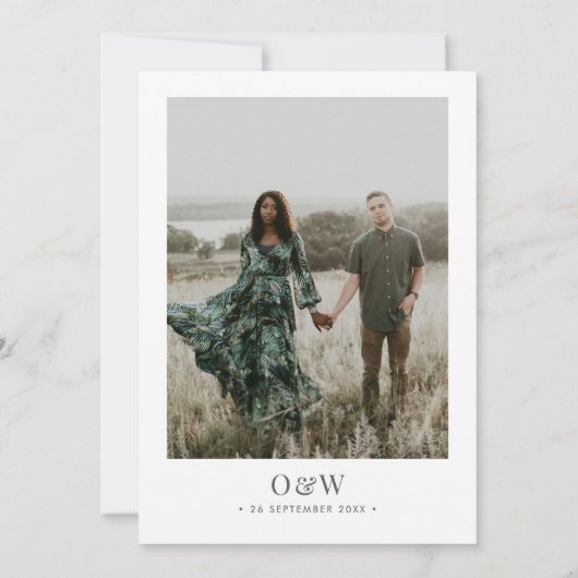 Minimalistische Botanische Foto QR Code Wedding Kaart (Achterkant)