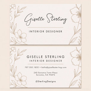 Minimalistische Botanische Interieur Ontwerper Visitekaartje