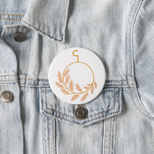 Minimalistische botanische krans modern neutraal ronde button 7,6 cm