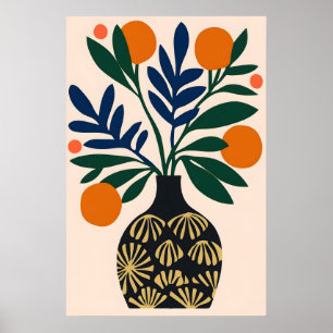 Minimalistische botanische kunst - Abstract oranje Poster