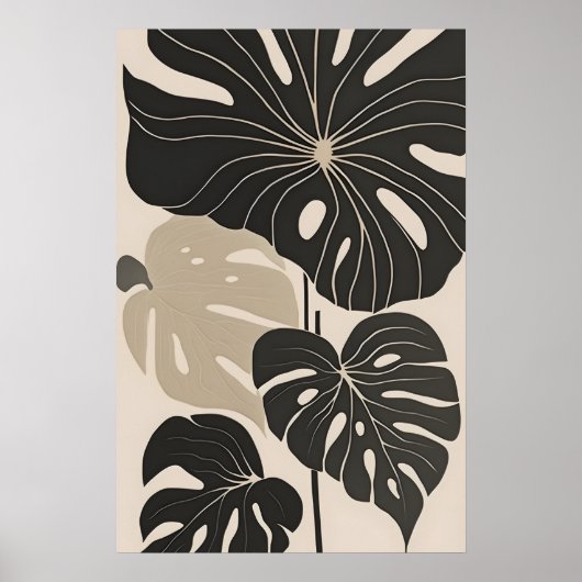 Minimalistische botanische kunst Boho bloemendecor Poster (Voorkant)
