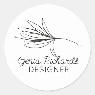 Minimalistische Botanische Lelie Bloem Ontwerper Ronde Sticker