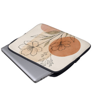 Minimalistische botanische lijnkunst laptophoes | laptop sleeve