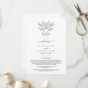 Minimalistische Botanische Monogram Bruiloft Route Programma
