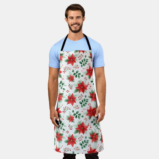 Minimalistische Botanische Patroon Waterverf Poins Schort (Gedragen)