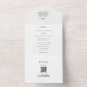 Minimalistische Botanische Rustieke Monogram Bruil All In One Uitnodiging (Binnen)