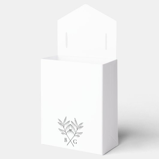 Minimalistische Botanische Rustieke Monogram Bruil Bedankdoosjes (Geopend)