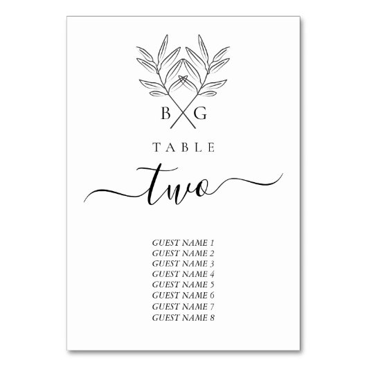 Minimalistische Botanische Rustieke Monogram Bruil Kaart (Voorkant)