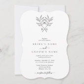 Minimalistische Botanische Rustieke Monogram Bruil Kaart (Voorkant)