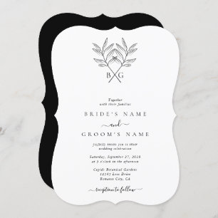 Minimalistische Botanische Rustieke Monogram Bruil Kaart
